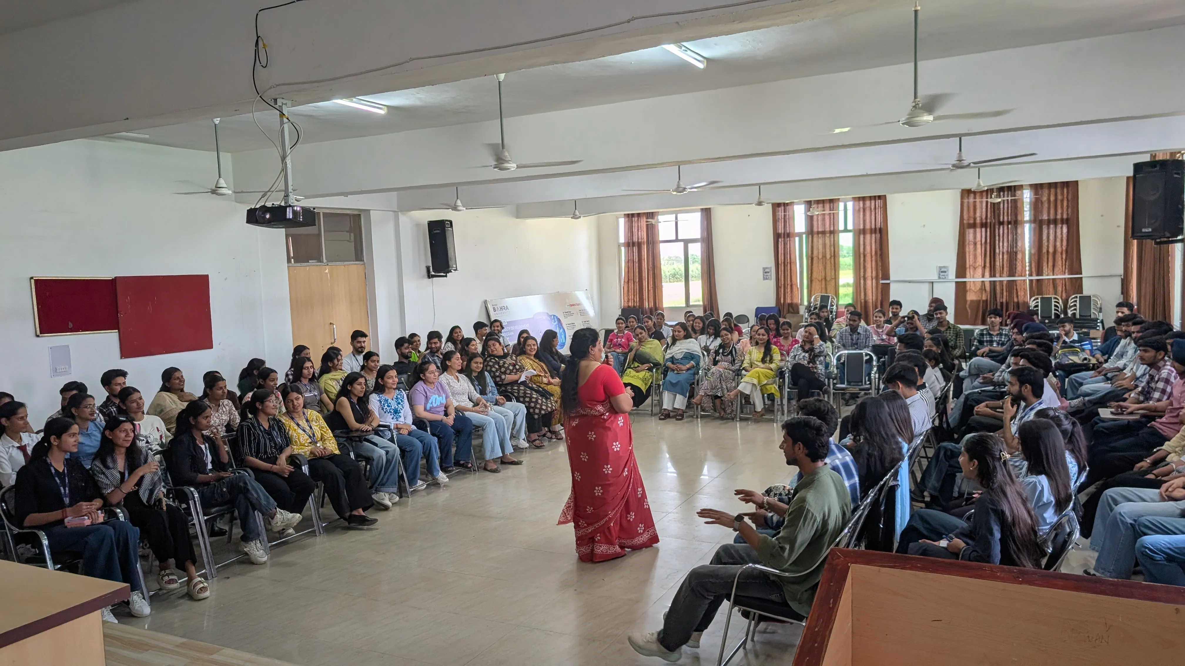 University School of Management Studies celebrated International Happiness Day on the theme “Walking on the Air – Joy Follows Kindness,” highlighting the importance of kindness, mental well-being, mindfulness, and holistic development through engaging sessions and interactive activities (26/03/2026).