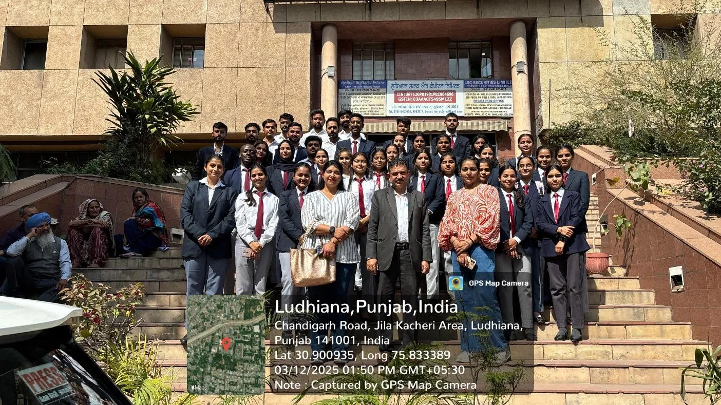 MBA students of USMS visited Ludhiana Stock and Capital Limited, gaining insights into stock and capital market operations, investor awareness, risk management, and bridging theoretical knowledge with practical financial market exposure.(12/03/2025)