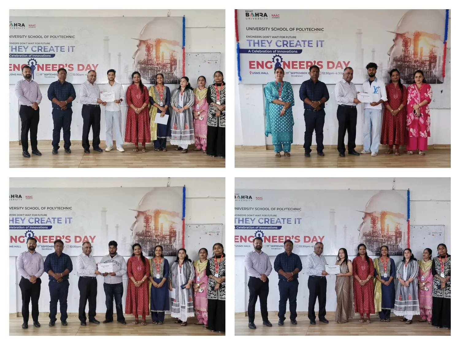 The School of Polytechnic, Rayat Bahra University, celebrated Engineers' Day with enthusiasm and fervour. The event commenced with a traditional lamp-lighting ceremony, symbolizing the pursuit of knowledge, innovation, and excellence in engineering. The celebration was further enriched by vibrant student performances, including soulful Qawwali singing and energetic dance performances. The event provided students with an opportunity to showcase their talent, creativity, and cultural spirit while celebrating the significant contributions of engineers to society.